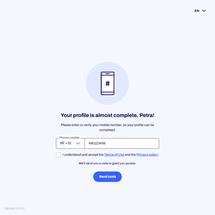 Example of BUILT_IN authentication method for a user starting the flow