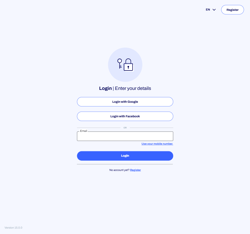 Example of the login screen with a BUILT_IN authentication method and two PROVIDER authentication methods.